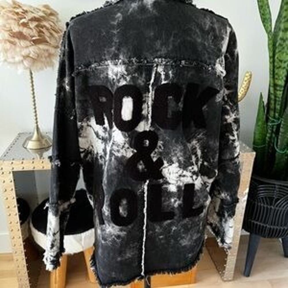 Elan Women’s Distressed Frayed Fringed Rock & Roll Jacket - Stone - Picture 3 of 4